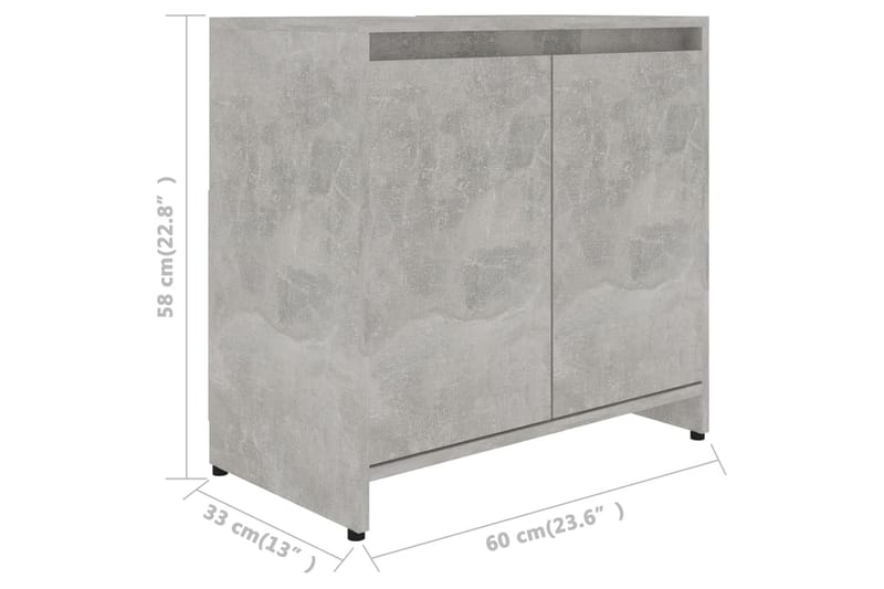 Baderomsskap betonggrå 60x33x58 cm sponplate - Grå - Hus & oppussing - Kjøkken & bad - Baderom - Baderomsmøbler & baderomsinnredning - Baderomsskap