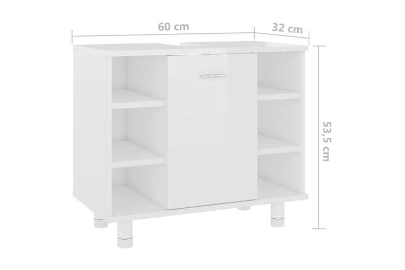 Baderomsskap høyglans hvit 60x32x53,5 cm sponplate - Hus & oppussing - Kjøkken & bad - Baderom - Baderomsmøbler & baderomsinnredning - Baderomsskap