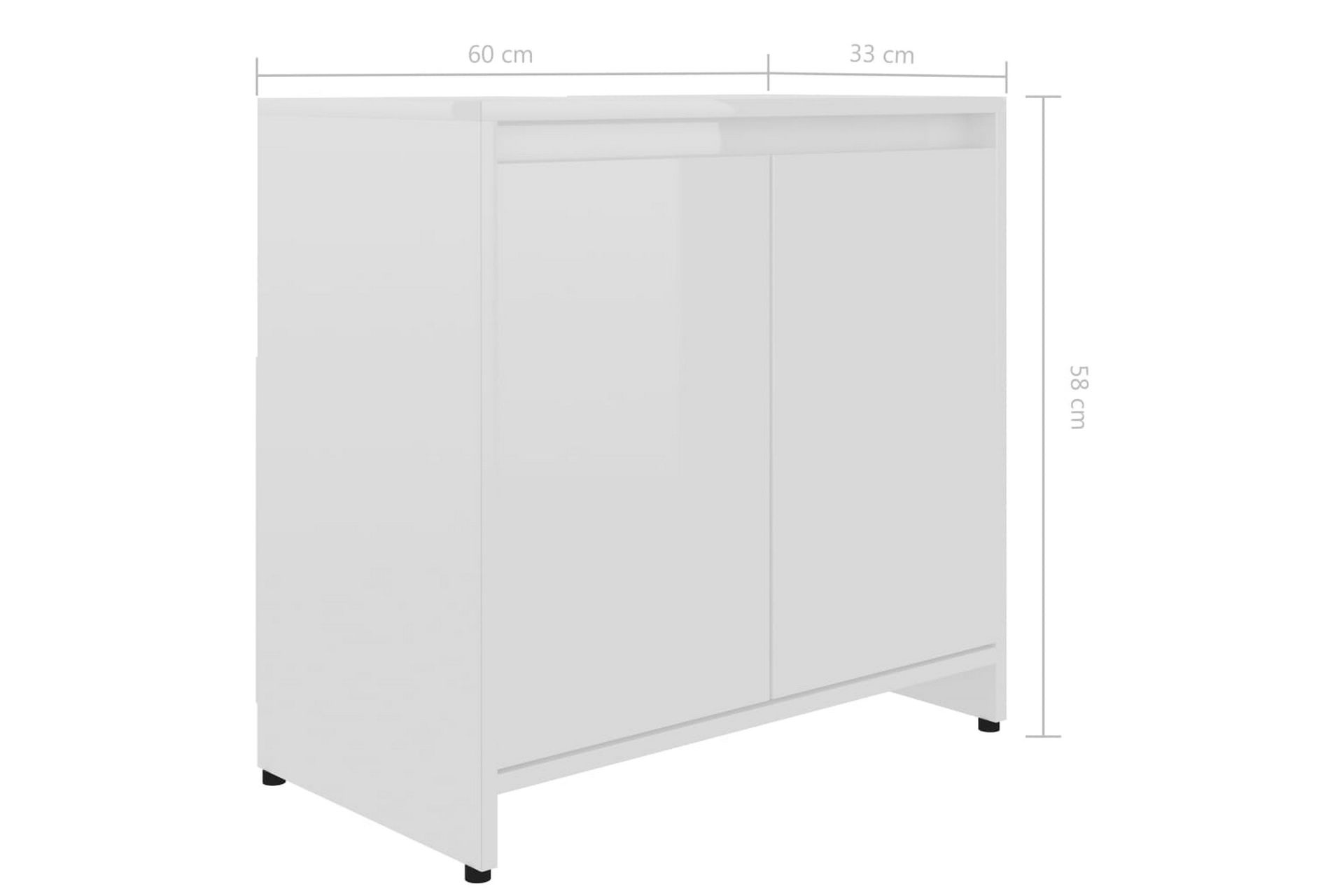Baderomsskap høyglans hvit 60x33x58 cm sponplate - Hvit - Hus & oppussing - Kjøkken & bad - Baderom - Baderomsmøbler & baderomsinnredning - Baderomsskap