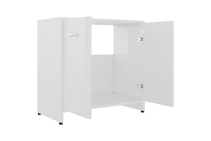 Baderomsskap høyglans hvit 60x33x58 cm sponplate - Hvit - Hus & oppussing - Kjøkken & bad - Baderom - Baderomsmøbler & baderomsinnredning - Baderomsskap
