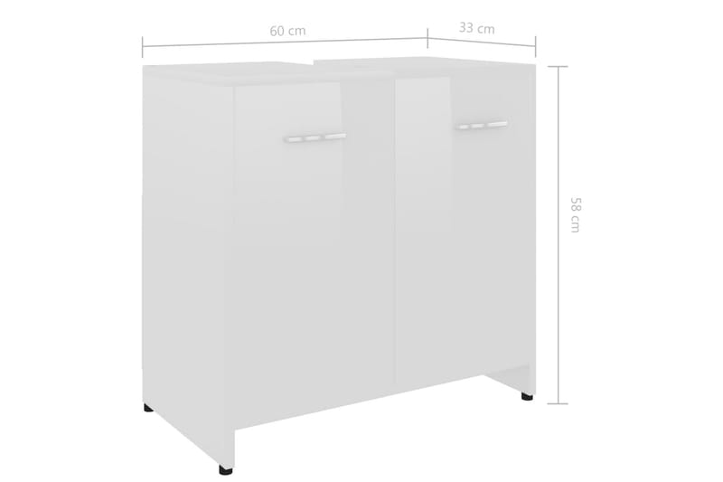 Baderomsskap høyglans hvit 60x33x58 cm sponplate - Hvit - Hus & oppussing - Kjøkken & bad - Baderom - Baderomsmøbler & baderomsinnredning - Baderomsskap