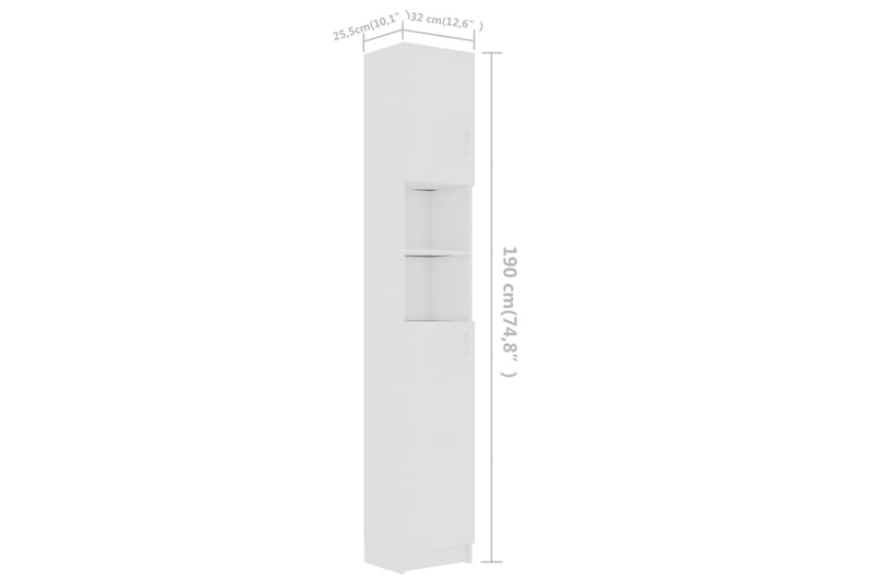 Baderomsskap hvit 32x25,5x190 cm sponplate - Vaskeskap - Veggskap & høyskap - Baderomsskap