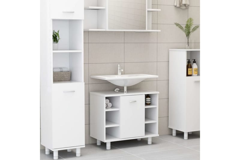 Baderomsskap hvit 60x32x53,5 cm sponplate - Hus & oppussing - Kjøkken & bad - Baderom - Baderomsmøbler & baderomsinnredning - Baderomsskap