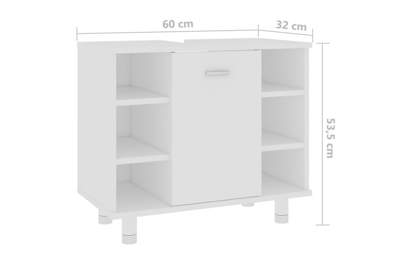 Baderomsskap hvit 60x32x53,5 cm sponplate - Hus & oppussing - Kjøkken & bad - Baderom - Baderomsmøbler & baderomsinnredning - Baderomsskap