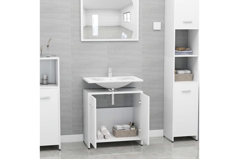 Baderomsskap hvit 60x33x58 cm sponplate - Hvit - Hus & oppussing - Kjøkken & bad - Baderom - Baderomsmøbler & baderomsinnredning - Baderomsskap