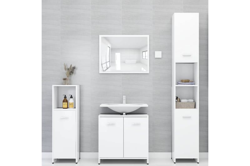 Baderomsskap hvit 60x33x58 cm sponplate - Hvit - Hus & oppussing - Kjøkken & bad - Baderom - Baderomsmøbler & baderomsinnredning - Baderomsskap