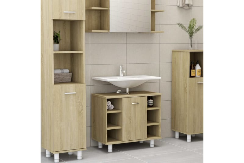 Baderomsskap sonoma eik 60x32x53,5 cm sponplate - Hus & oppussing - Kjøkken & bad - Baderom - Baderomsmøbler & baderomsinnredning - Baderomsskap