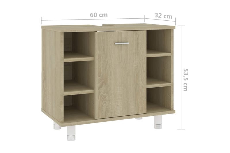 Baderomsskap sonoma eik 60x32x53,5 cm sponplate - Hus & oppussing - Kjøkken & bad - Baderom - Baderomsmøbler & baderomsinnredning - Baderomsskap