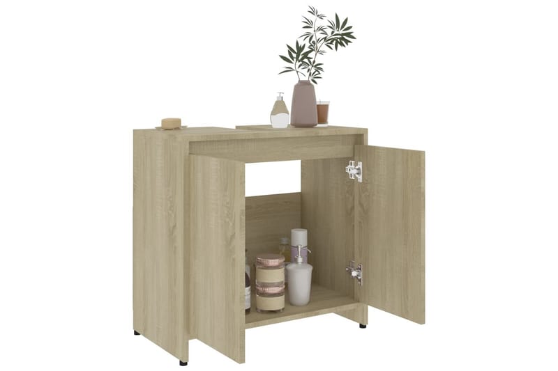 Baderomsskap sonoma eik 60x33x58 cm sponplate - Brun - Hus & oppussing - Kjøkken & bad - Baderom - Baderomsmøbler & baderomsinnredning - Baderomsskap