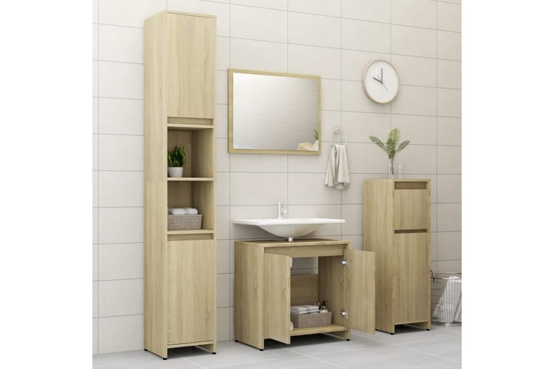 Baderomsskap sonoma eik 60x33x58 cm sponplate - Brun - Hus & oppussing - Kjøkken & bad - Baderom - Baderomsmøbler & baderomsinnredning - Baderomsskap