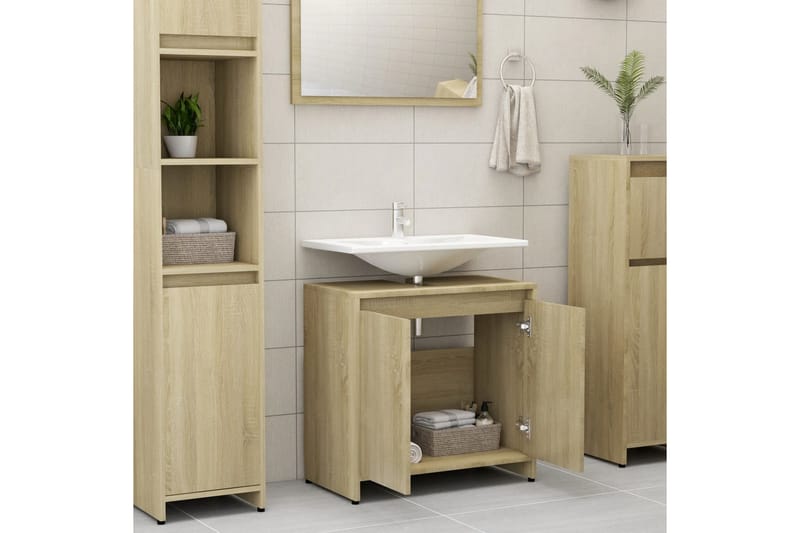 Baderomsskap sonoma eik 60x33x58 cm sponplate - Brun - Hus & oppussing - Kjøkken & bad - Baderom - Baderomsmøbler & baderomsinnredning - Baderomsskap