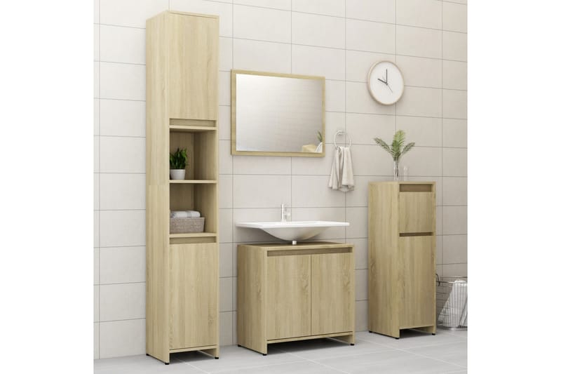 Baderomsskap sonoma eik 60x33x58 cm sponplate - Brun - Hus & oppussing - Kjøkken & bad - Baderom - Baderomsmøbler & baderomsinnredning - Baderomsskap