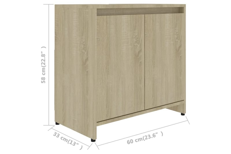 Baderomsskap sonoma eik 60x33x58 cm sponplate - Brun - Hus & oppussing - Kjøkken & bad - Baderom - Baderomsmøbler & baderomsinnredning - Baderomsskap