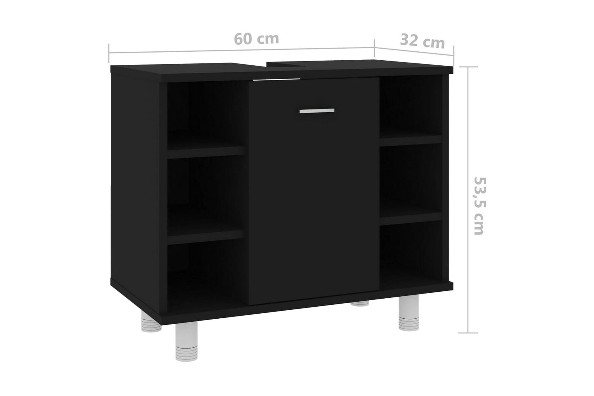 Baderomsskap svart 60x32x53,5 cm sponplate - Hus & oppussing - Kjøkken & bad - Baderom - Baderomsmøbler & baderomsinnredning - Baderomsskap