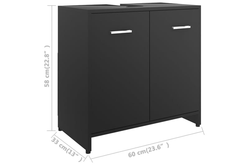 Baderomsskap svart 60x33x58 cm sponplate - Svart - Hus & oppussing - Kjøkken & bad - Baderom - Baderomsmøbler & baderomsinnredning - Baderomsskap