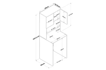 Caronti Baderomsskap 65x183,6 cm Hvit/Brun - Hanah Home - Hus & oppussing - Kjøkken & bad - Baderom - Baderomsmøbler & baderomsinnredning - Baderomsskap