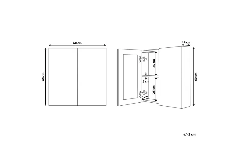 Baderomsskap med speil Navarra Sort, Sølv, 60x14x60 cm - Sort, Sølv, 60x14x60 cm - Hus & oppussing - Kjøkken & bad - Baderom - Baderomsmøbler & baderomsinnredning - Speilskap