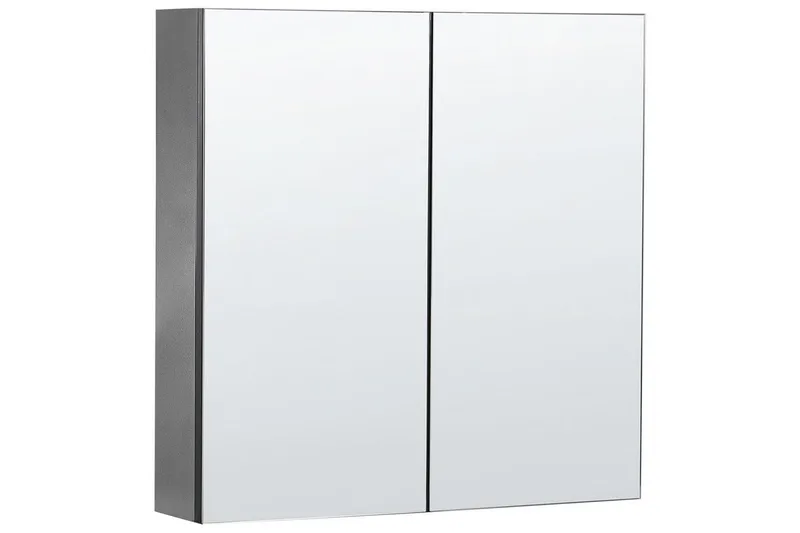 Baderomsskap med speil Navarra Sort, Sølv, 60x14x60 cm, Sort, Sølv, 60x14x60 cm