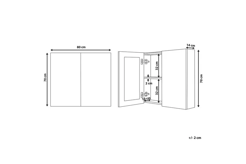 Baderomsskap med speil Navarra Sort, Sølv, 80x14x70 cm - Sort, Sølv, 80x14x70 cm - Hus & oppussing - Kjøkken & bad - Baderom - Baderomsmøbler & baderomsinnredning - Speilskap