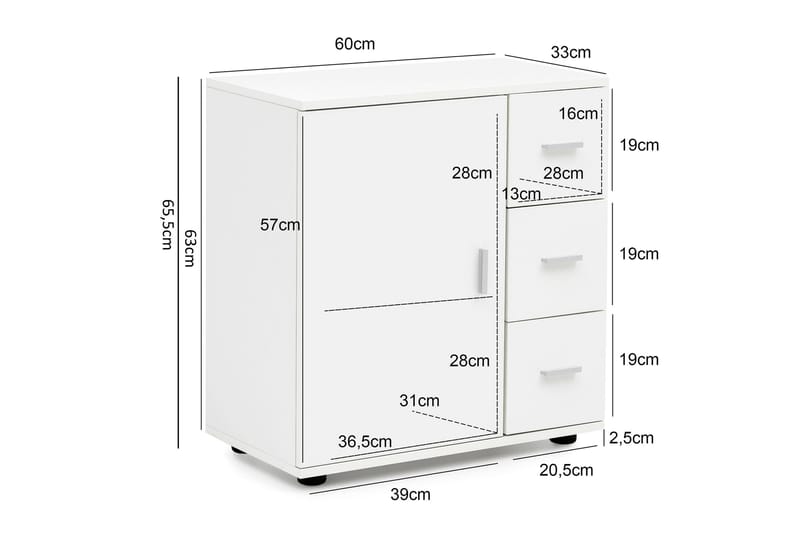Paityn Baderomsskap 60x33 cm - Hvit - Hus & oppussing - Kjøkken & bad - Baderom - Baderomsmøbler & baderomsinnredning - Baderomsskap