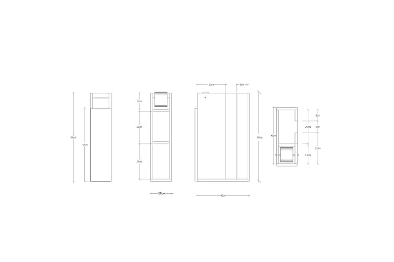 Siurana Baderomsoppbevaring 42x66 cm 3 Hyller - Hvit - Baderomsskap