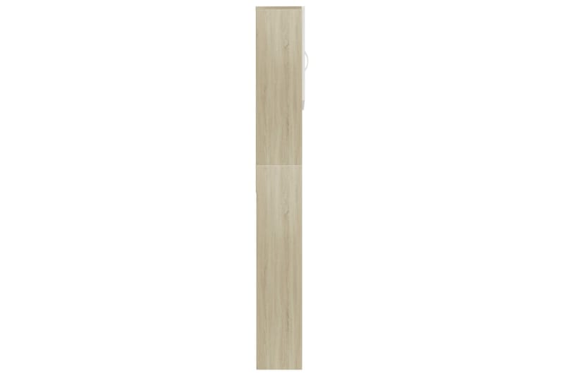 Vaskemaskinskap hvit og sonoma eik 64x25,5x190 cm sponplate - Flerfarget - Hus & oppussing - Kjøkken & bad - Baderom - Baderomsmøbler & baderomsinnredning - Baderomsskap