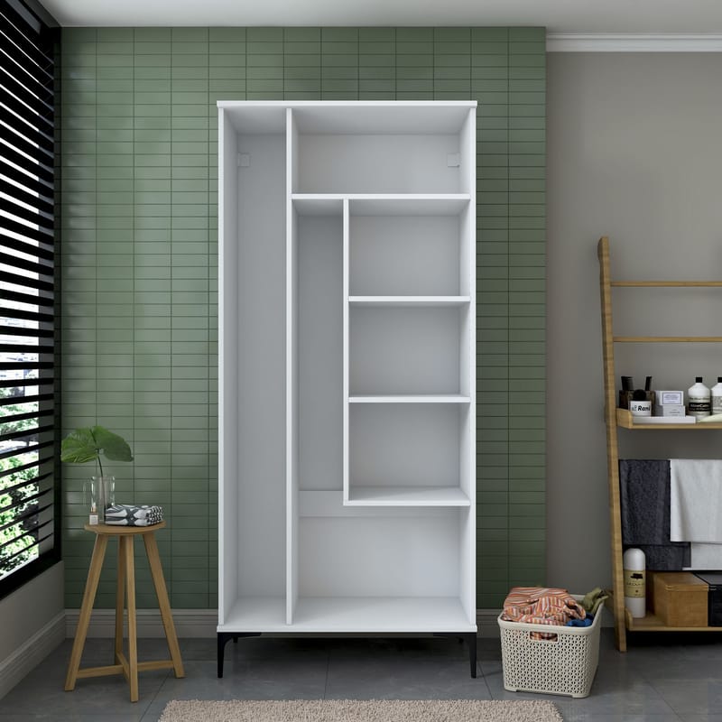 Baderomsskap Wallxpert Cleo-hylle (90 x 198,6 x 45 cm) Hvit - Hvit - Hus & oppussing - Kjøkken & bad - Baderom - Baderomsmøbler & baderomsinnredning - Baderomsskap