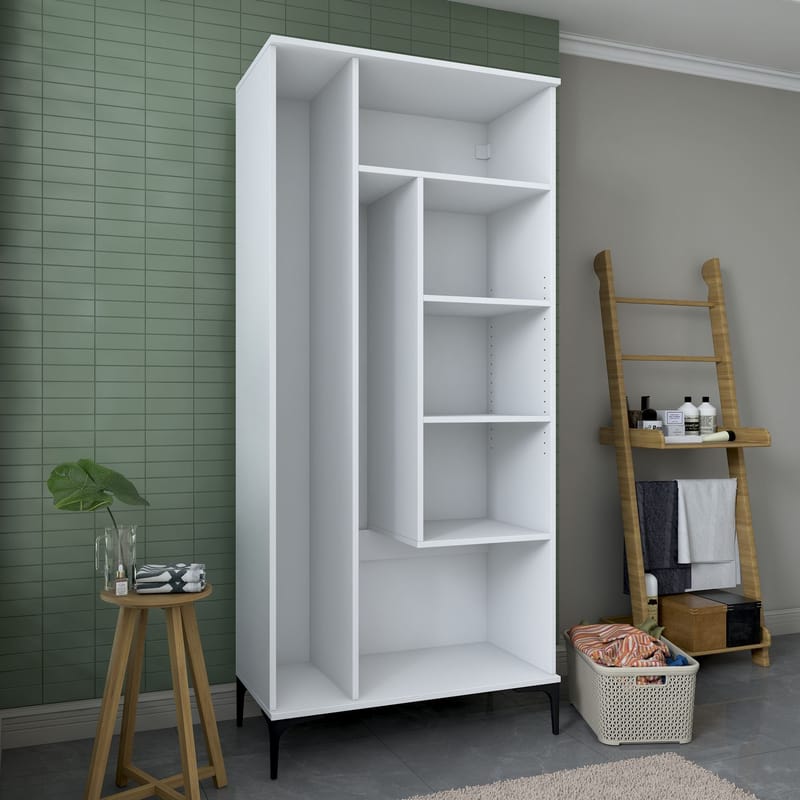 Baderomsskap Wallxpert Cleo-hylle (90 x 198,6 x 45 cm) Hvit - Hvit - Hus & oppussing - Kjøkken & bad - Baderom - Baderomsmøbler & baderomsinnredning - Baderomsskap