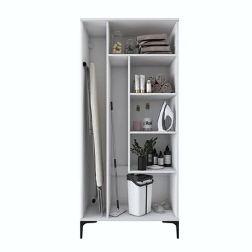 Baderomsskap Wallxpert Cleo-hylle (90 x 198,6 x 45 cm) Hvit - Hvit - Hus & oppussing - Kjøkken & bad - Baderom - Baderomsmøbler & baderomsinnredning - Baderomsskap