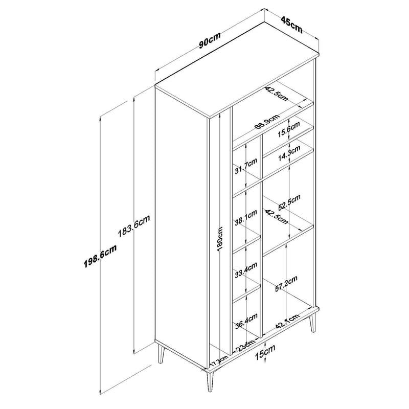 Baderomsskap Wallxpert Cleos-hylle (90 x 198,6 x 45 cm) hvit - Hvit - Hus & oppussing - Kjøkken & bad - Baderom - Baderomsmøbler & baderomsinnredning - Baderomsskap