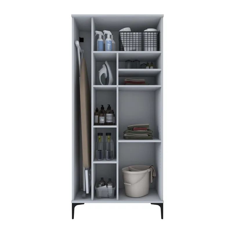 Baderomsskap Wallxpert Cleos-hylle (90 x 198,6 x 45 cm) hvit - Hvit - Hus & oppussing - Kjøkken & bad - Baderom - Baderomsmøbler & baderomsinnredning - Baderomsskap