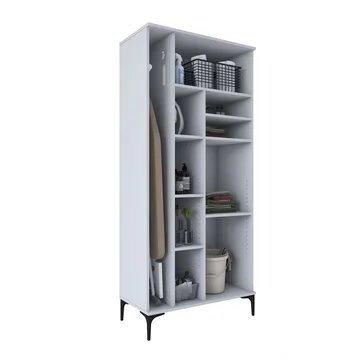 Baderomsskap Wallxpert Cleos-hylle (90 x 198,6 x 45 cm) hvit - Hvit - Hus & oppussing - Kjøkken & bad - Baderom - Baderomsmøbler & baderomsinnredning - Baderomsskap