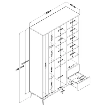 Baderomsskap Wallxpert Dara (120 x 198,6 x 45 cm) Hvit - Hvit - Hus & oppussing - Kjøkken & bad - Baderom - Baderomsmøbler & baderomsinnredning - Baderomsskap