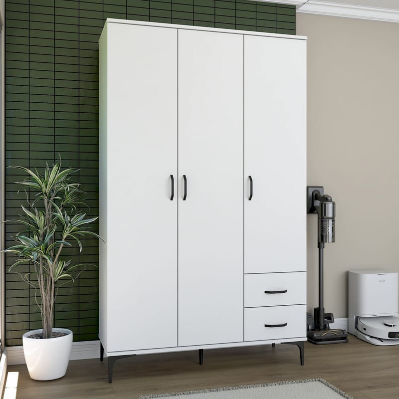 Baderomsskap Wallxpert Dara (120 x 198,6 x 45 cm) Hvit - Hvit - Hus & oppussing - Kjøkken & bad - Baderom - Baderomsmøbler & baderomsinnredning - Baderomsskap
