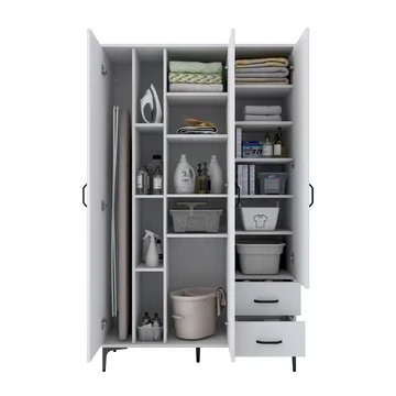 Baderomsskap Wallxpert Dara (120 x 198,6 x 45 cm) Hvit - Hvit - Hus & oppussing - Kjøkken & bad - Baderom - Baderomsmøbler & baderomsinnredning - Baderomsskap
