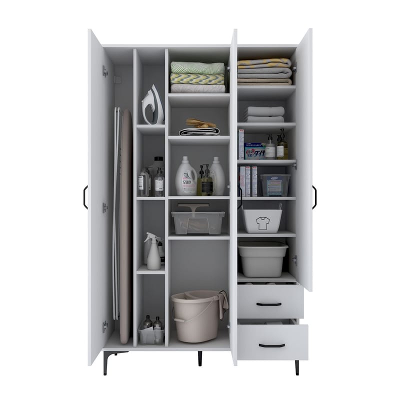 Baderomsskap Wallxpert Dara (120 x 198,6 x 45 cm) Hvit - Hvit - Hus & oppussing - Kjøkken & bad - Baderom - Baderomsmøbler & baderomsinnredning - Baderomsskap