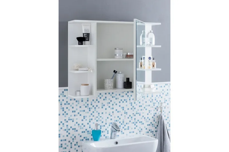 Baderomsskap Wohnling Moderne med speildør laget av hvite sponplater - Hus & oppussing - Kjøkken & bad - Baderom - Baderomsmøbler & baderomsinnredning - Speilskap