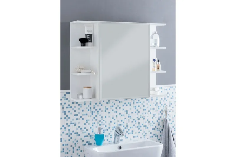 Baderomsskap Wohnling Moderne med speildør laget av hvite sponplater - Hus & oppussing - Kjøkken & bad - Baderom - Baderomsmøbler & baderomsinnredning - Speilskap