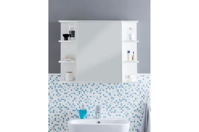 Baderomsskap Wohnling Moderne med speildør laget av hvite sponplater - Hus & oppussing - Kjøkken & bad - Baderom - Baderomsmøbler & baderomsinnredning - Speilskap