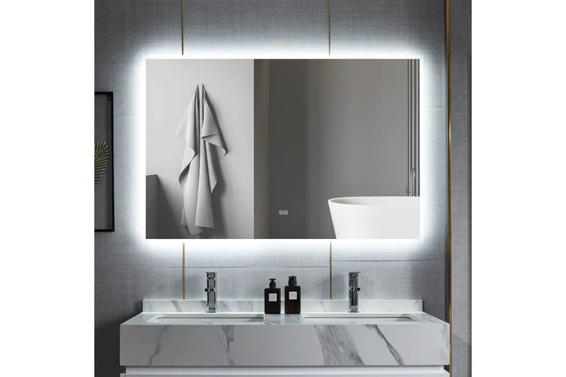 Baderomsspeil 100x80 cm med LED-belysning og anti-dugg, undefined