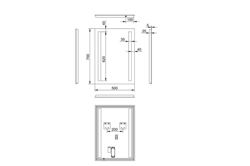 Allejaure Baderomsspeil 70 cm LED-Lys - Baderomsspeil - Baderomsspeil med belysning