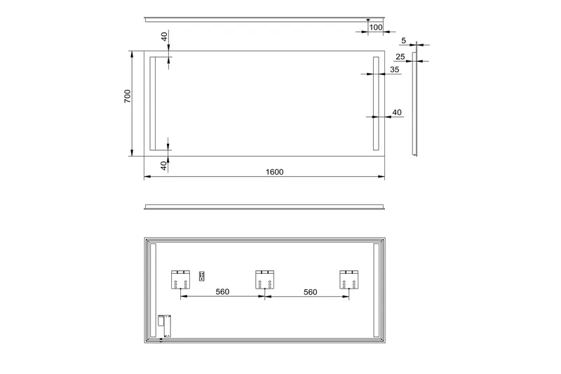 Allejaure Speil 160x70 cm - Sølv - Hus & oppussing - Kjøkken & bad - Baderom - Baderomsmøbler & baderomsinnredning - Baderomsspeil