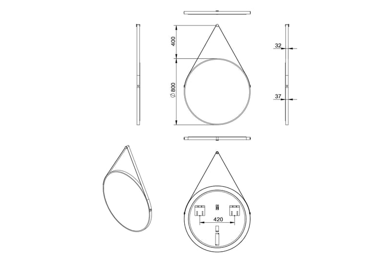 Allejaure Speil 80 cm Rundt - Gull - Hus & oppussing - Kjøkken & bad - Baderom - Baderomsmøbler & baderomsinnredning - Baderomsspeil
