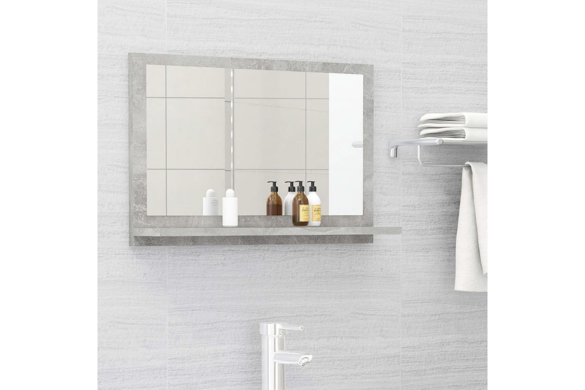Baderomsspeil betonggrå 60x10,5x37 cm sponplate - Grå - Hus & oppussing - Kjøkken & bad - Baderom - Baderomsmøbler & baderomsinnredning - Baderomsspeil