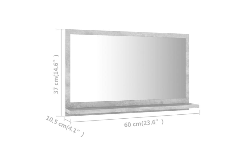 Baderomsspeil betonggrå 60x10,5x37 cm sponplate - Grå - Hus & oppussing - Kjøkken & bad - Baderom - Baderomsmøbler & baderomsinnredning - Baderomsspeil