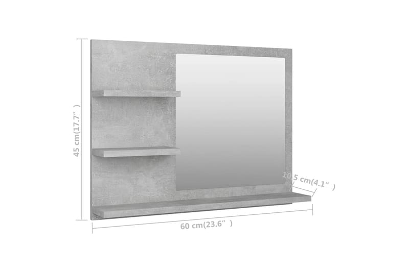 Baderomsspeil betonggrå 60x10,5x45 cm sponplate - Grå - Hus & oppussing - Kjøkken & bad - Baderom - Baderomsmøbler & baderomsinnredning - Baderomsspeil