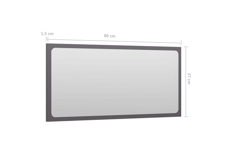 Baderomsspeil høyglans grå 80x1,5x37 cm sponplate - Grå - Baderomsspeil