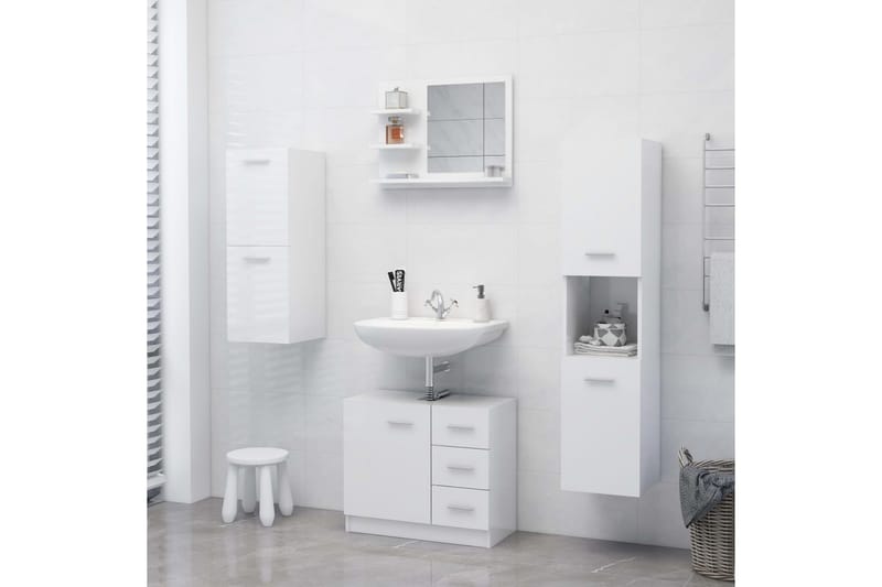 Baderomsspeil høyglans hvit 60x10,5x45 cm sponplate - Hvit - Hus & oppussing - Kjøkken & bad - Baderom - Baderomsmøbler & baderomsinnredning - Baderomsspeil