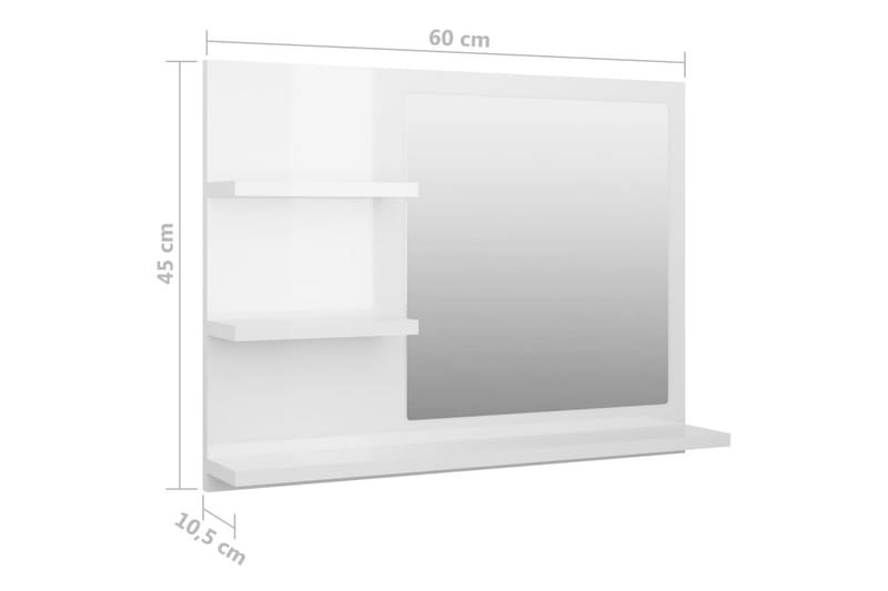 Baderomsspeil høyglans hvit 60x10,5x45 cm sponplate - Hvit - Baderomsspeil