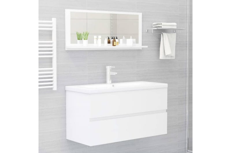 Baderomsspeil høyglans hvit 90x10,5x37 cm sponplate - Hvit - Hus & oppussing - Kjøkken & bad - Baderom - Baderomsmøbler & baderomsinnredning - Baderomsspeil